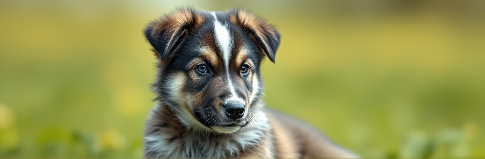 Cute and Adorable Puppy Portrait in Nature with Fluffy Brown Fur and Innocent Eyes